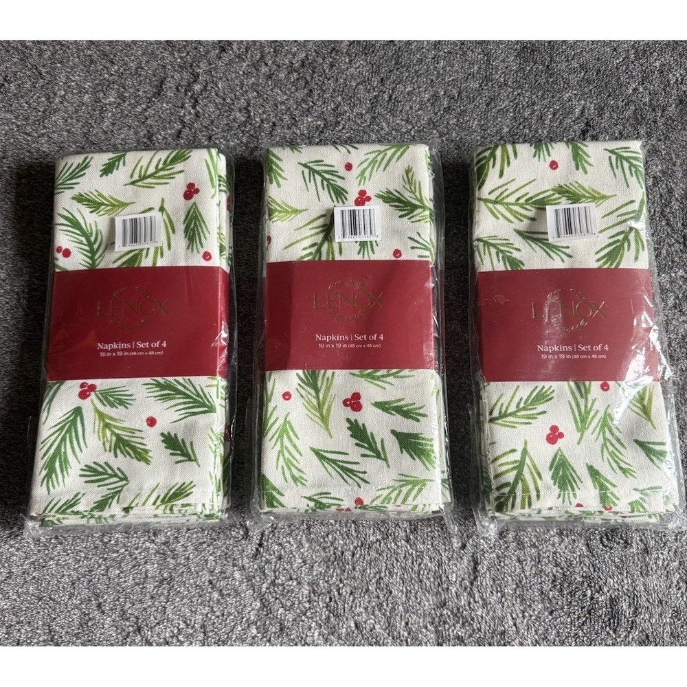 Lenox Holiday Nouveau  Christmas Cotton Blend‎ Napkins Set/8